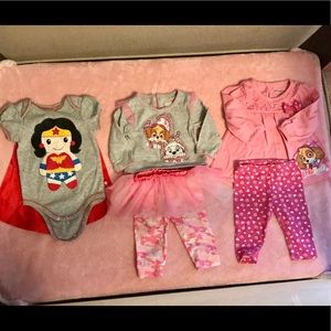 Baby girl 3/6m Paw Patrol and Wonder Woman outfits